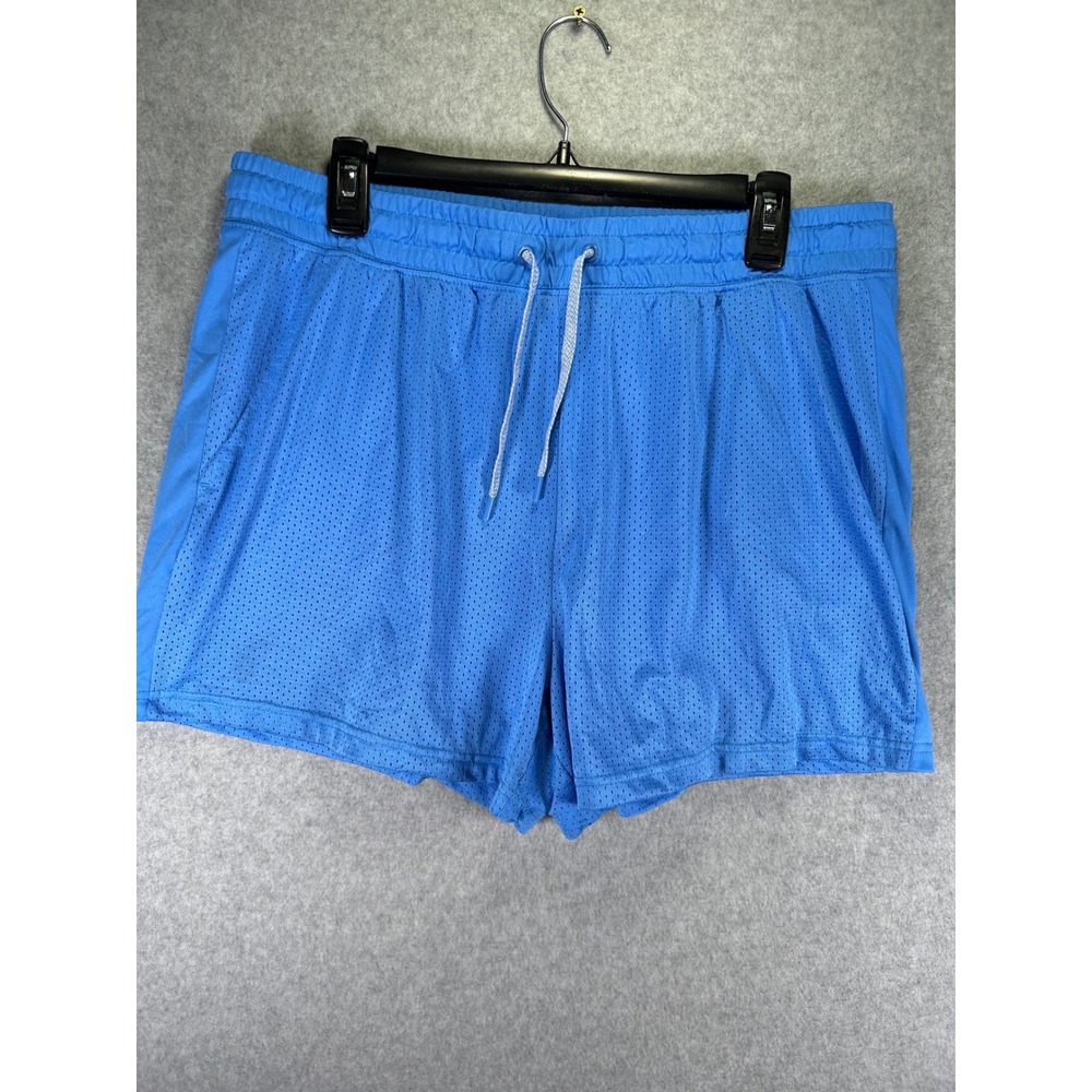 Athletic Works Blue Mesh Gym Shorts Womens XL 16-18 Drawstring Pockets